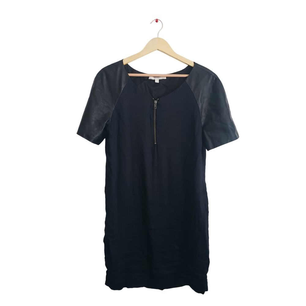 Jonathan Simkhai Linen & Vegan Leather Mini Dress Size 6